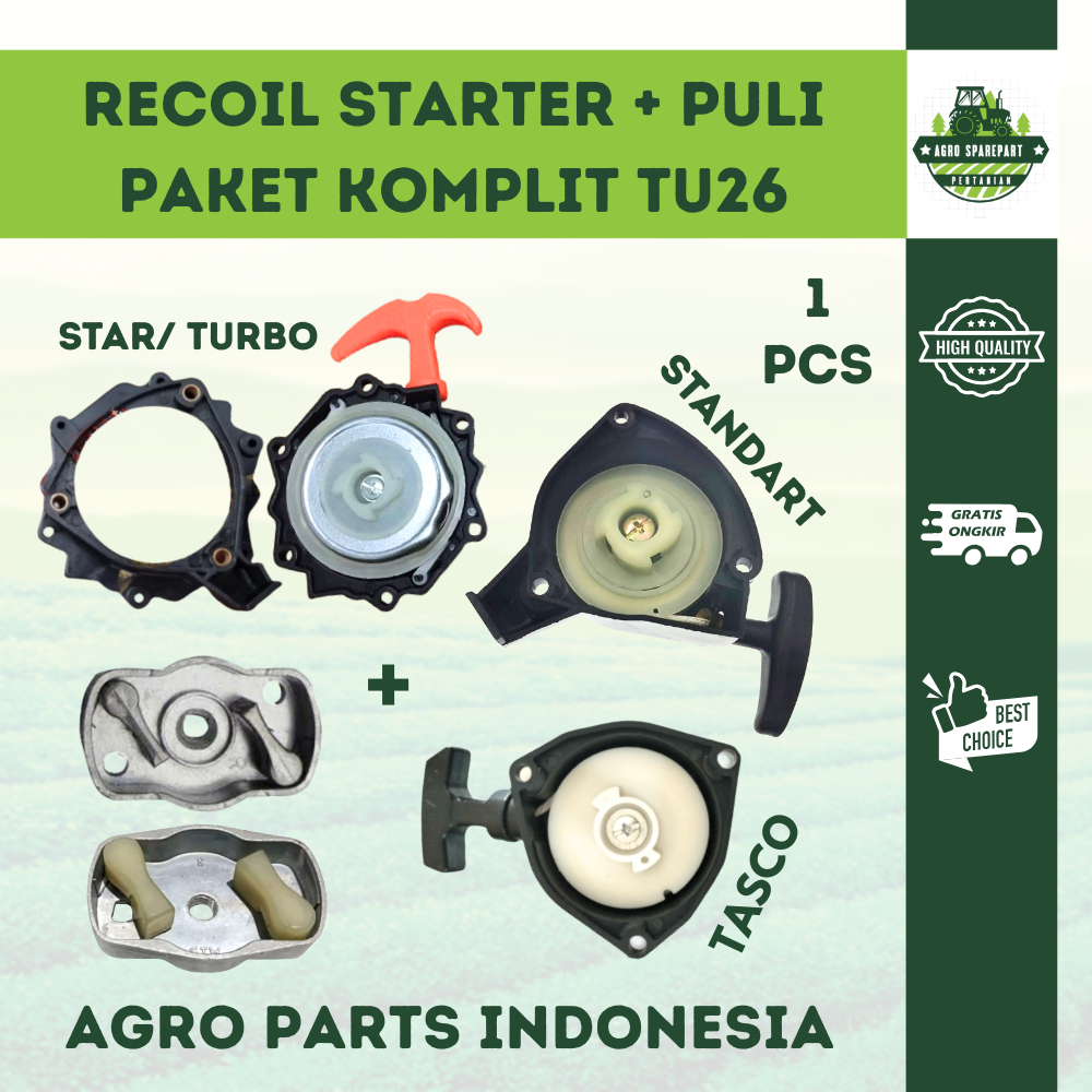 MESIN Recoil Starter TU26 Complete Pulley Puli Starter Star Turbo Tasco Bintang Easy Start Crank Pul
