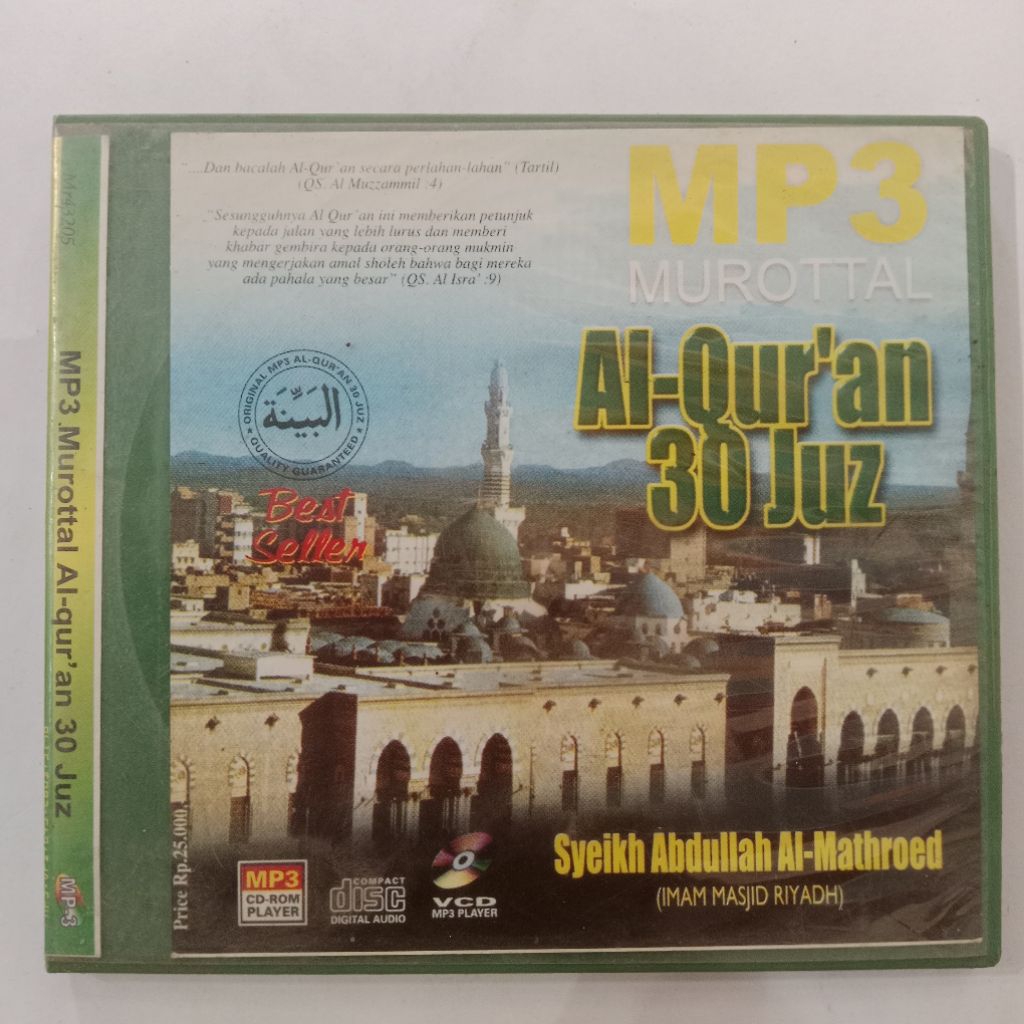 CD MP3 Mutortal Al Quran 30 Juz Syeikh Al Mathroed Imam Masjidil Haram
