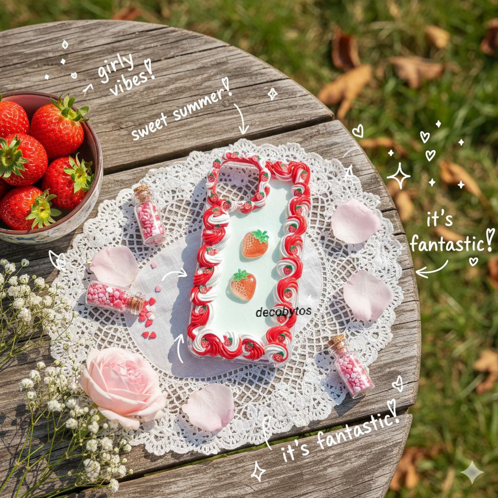 (decobytos) PRE-ORDER Decoden Phone Case Strawberry Whipped Fantasy Collect For All Types of HP Hand