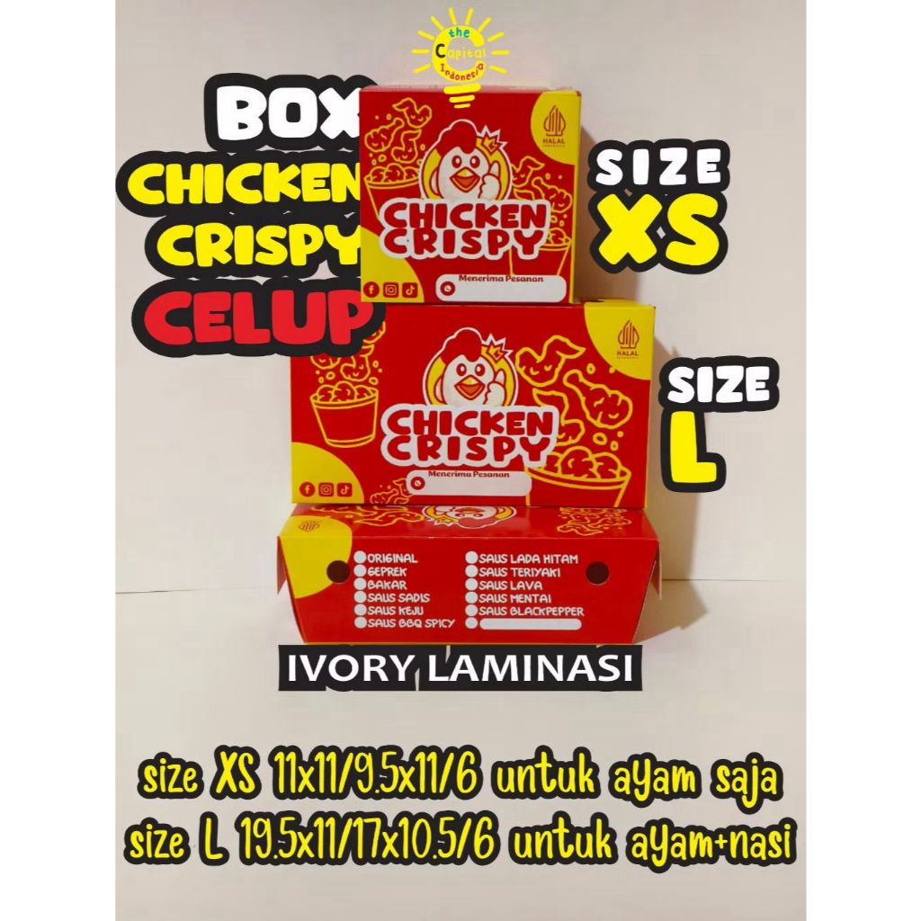 (100 ชิ้น) กล่องไก่กรอบ CAP/PEPPER LUNCH BOX FRIED CHICKEN CRISPY DIP