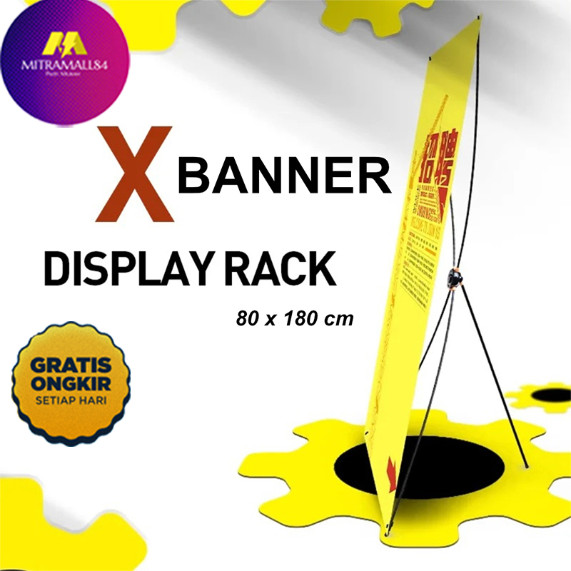 Rangka X Banner Frame Standing Display Bow Stand Ad Poster 80x180cm