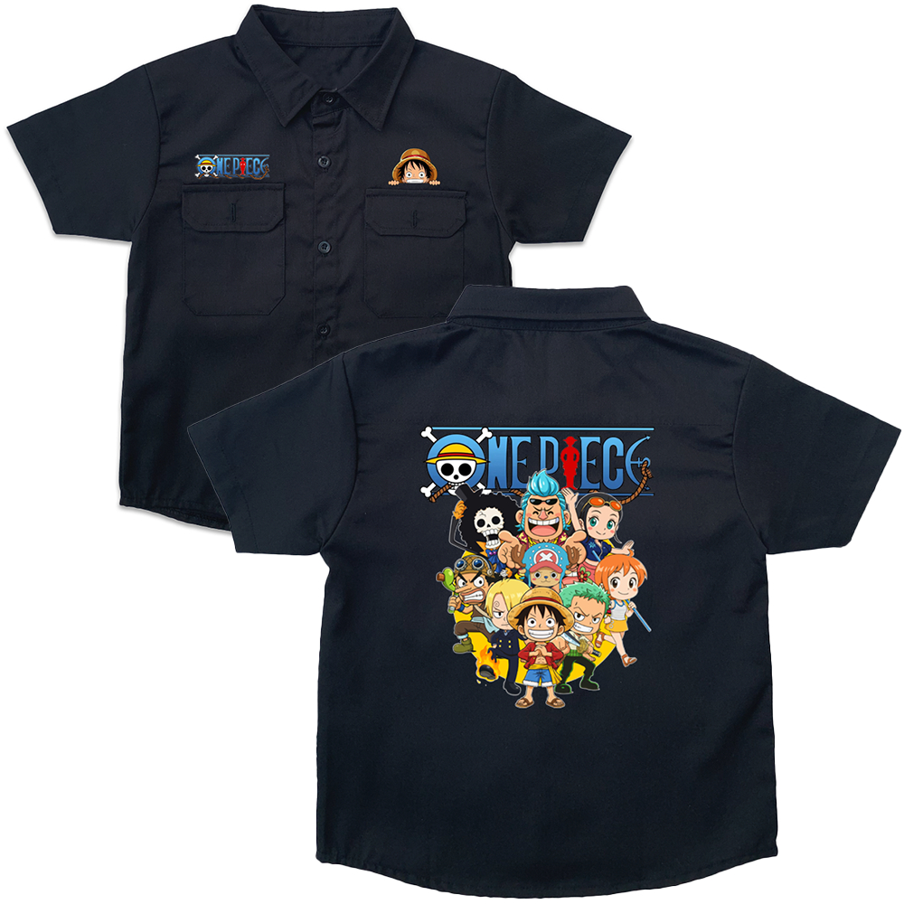 KEMEJA One P1ece เกมการ์ตูน Workshirt เสื้อเด็ก 1-11 ปี