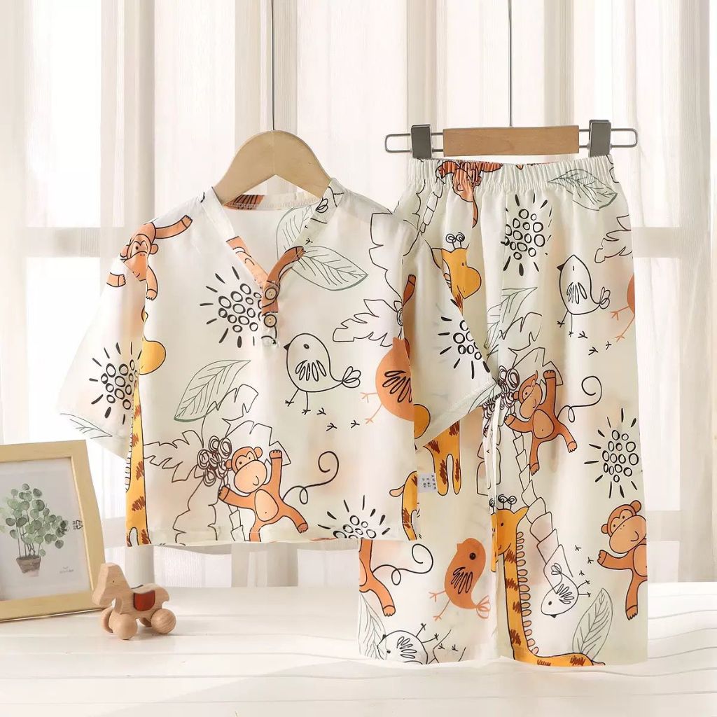 FANCY CHILDRENS COTTON SILK PAJAMA SET/CHILDRENS SLEEPWEAR PAJAMA
