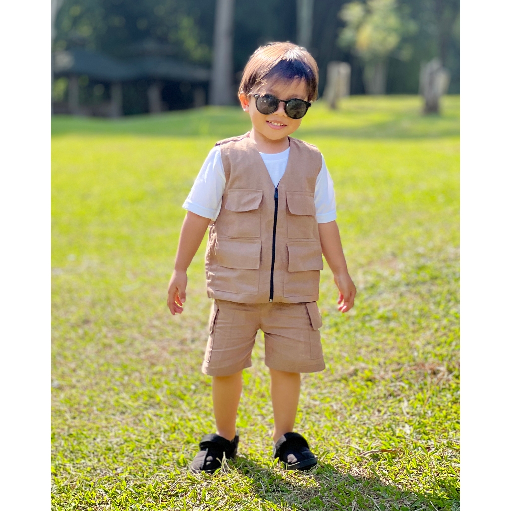 Gummy Baby Adventure Set Kids Safari Suit Vest Shorts Kids Outdoor Adventure Suit