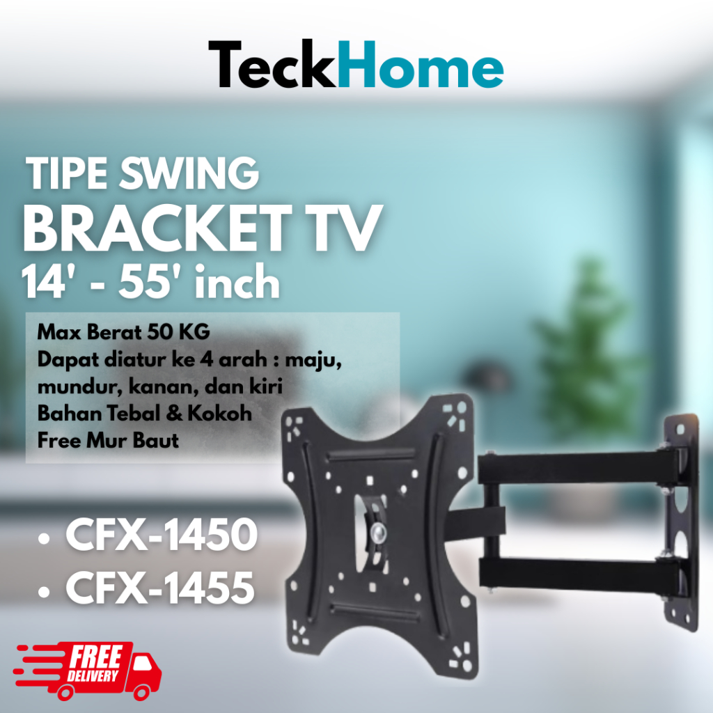 TECKHOME - Finito Swing/Stay TV Bracket 14-60 นิ้ว TV Wall Bracket STURDY & QUALITY Premium Iron Wat