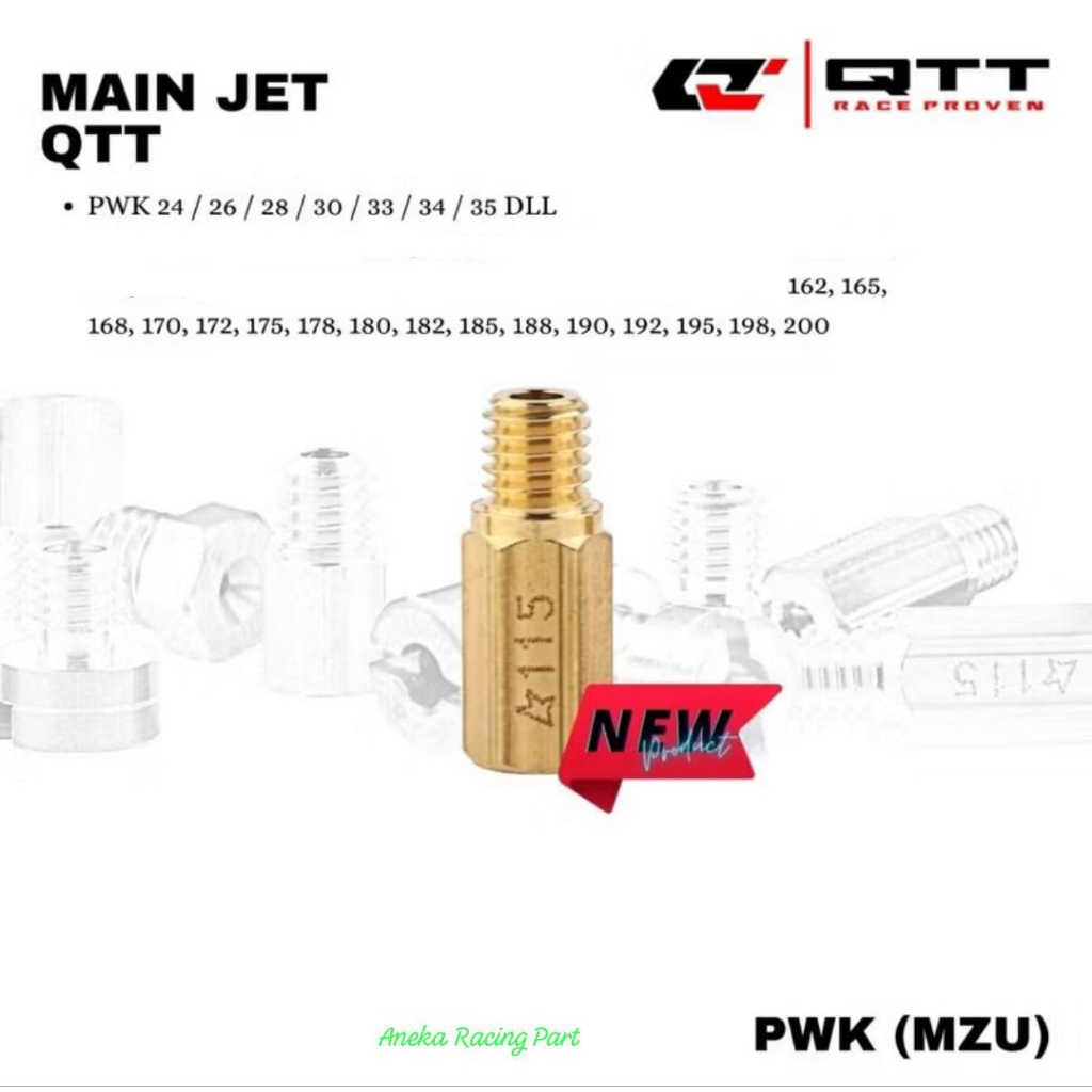 MAIN JET ORIGINAL 100% QTT สําหรับ PWK PJ PWM คาร์บูเรเตอร์ขนาด 162 165 168 170 172 178 180 182 185 
