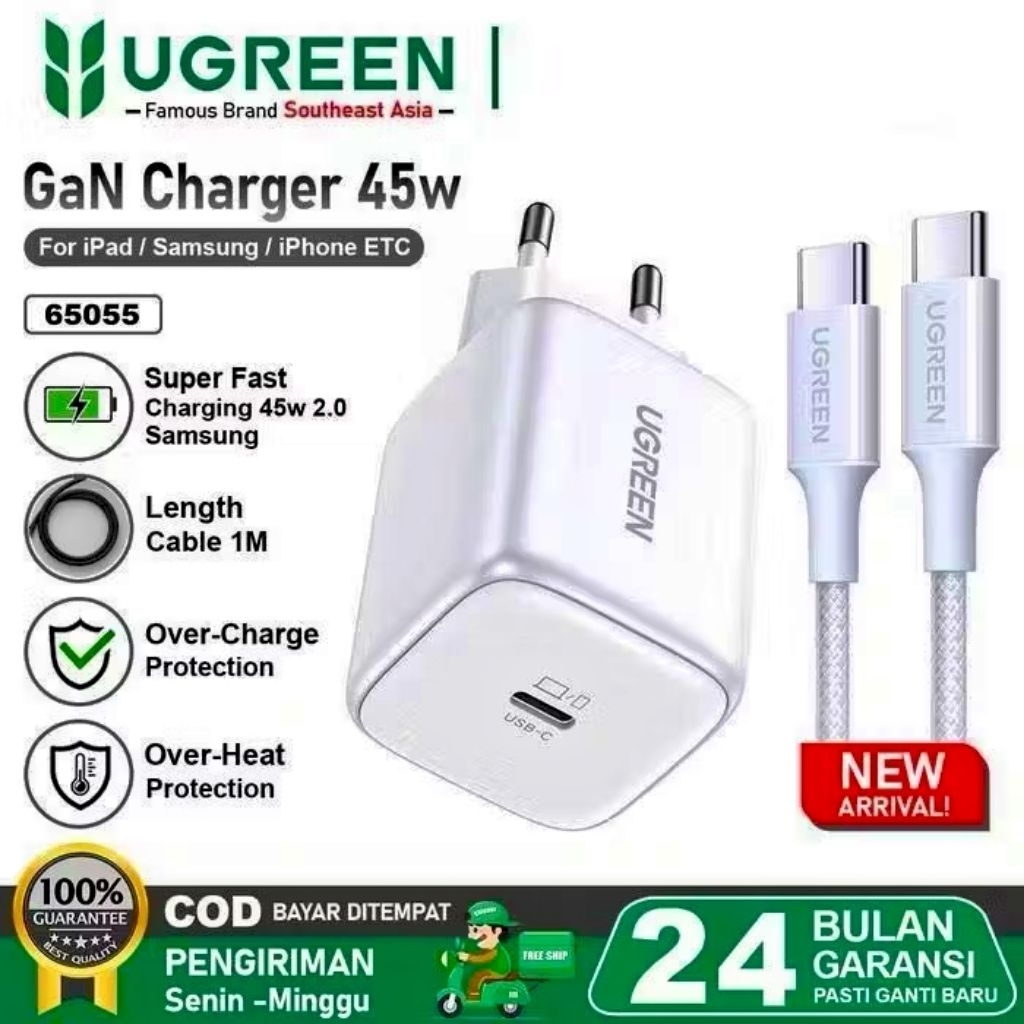 UGREEN 65055 ชุดชาร์จ N Series GaN 45W Type C ถึง Type C