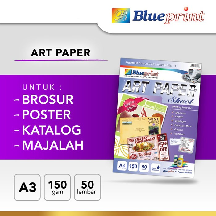 Blueprint AP-A3150 Art Paper Sheet A3 50 แผ่น 150แกรม