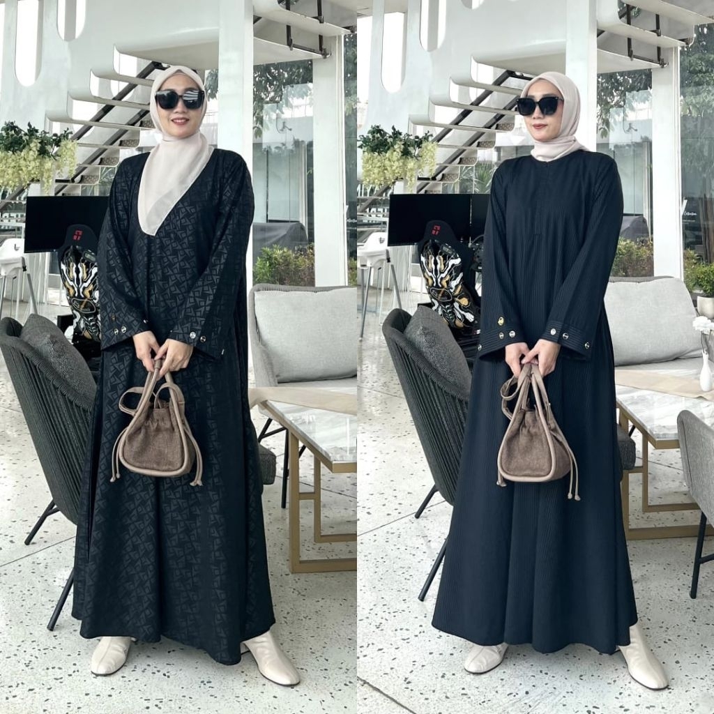 ALAMANDA ABAYA BY VELINO COLLECTION LUXURY BLACK ABAYA LATEST UMROH EDITION EID EDITION GAMIS BLACK 