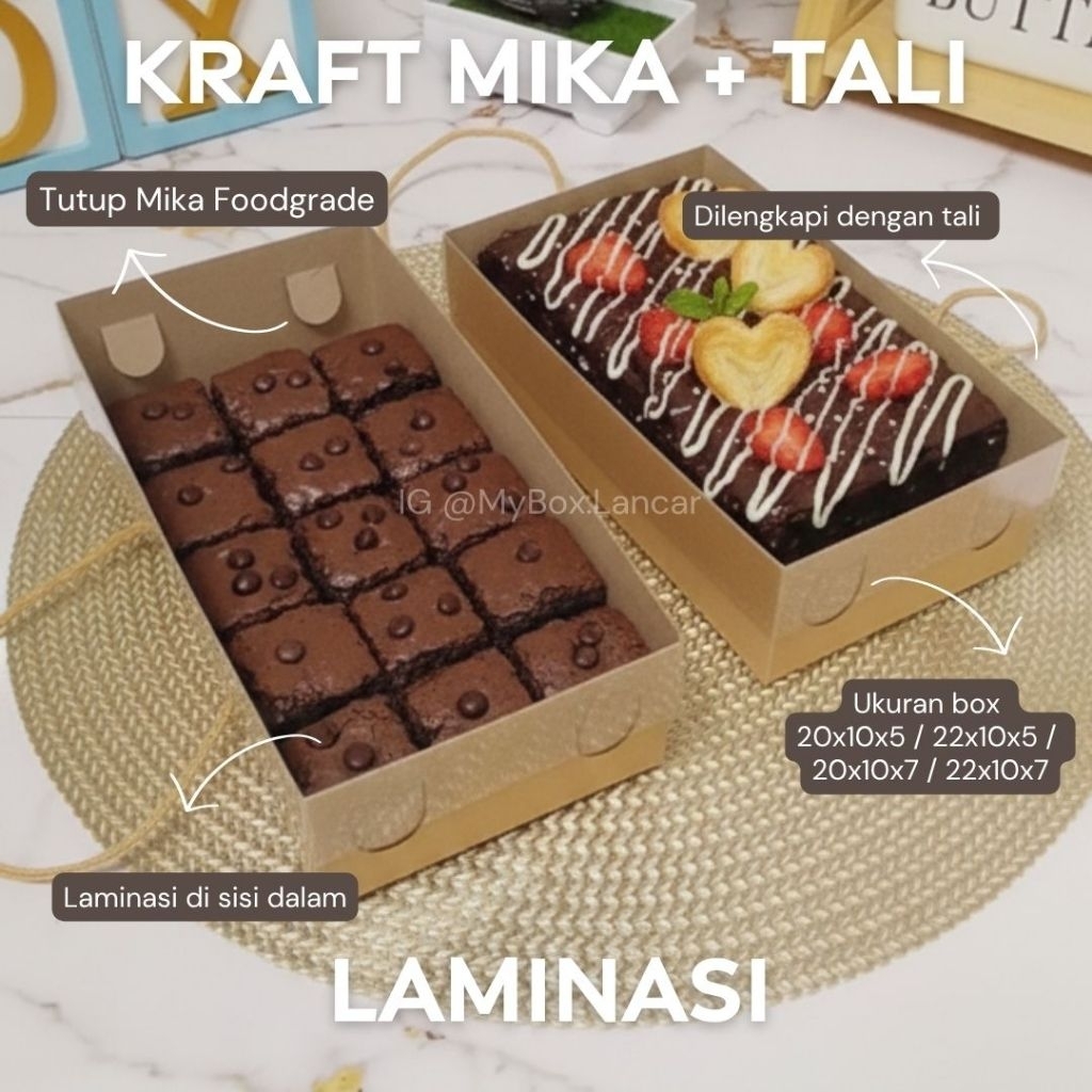 (MIN 10 ชิ้น) FUDGY BROWNIES BOLLEN BANANA CAKE BOX KRAFT วัสดุ BROWN STRAP LAMINATED FULL MICA CAKE