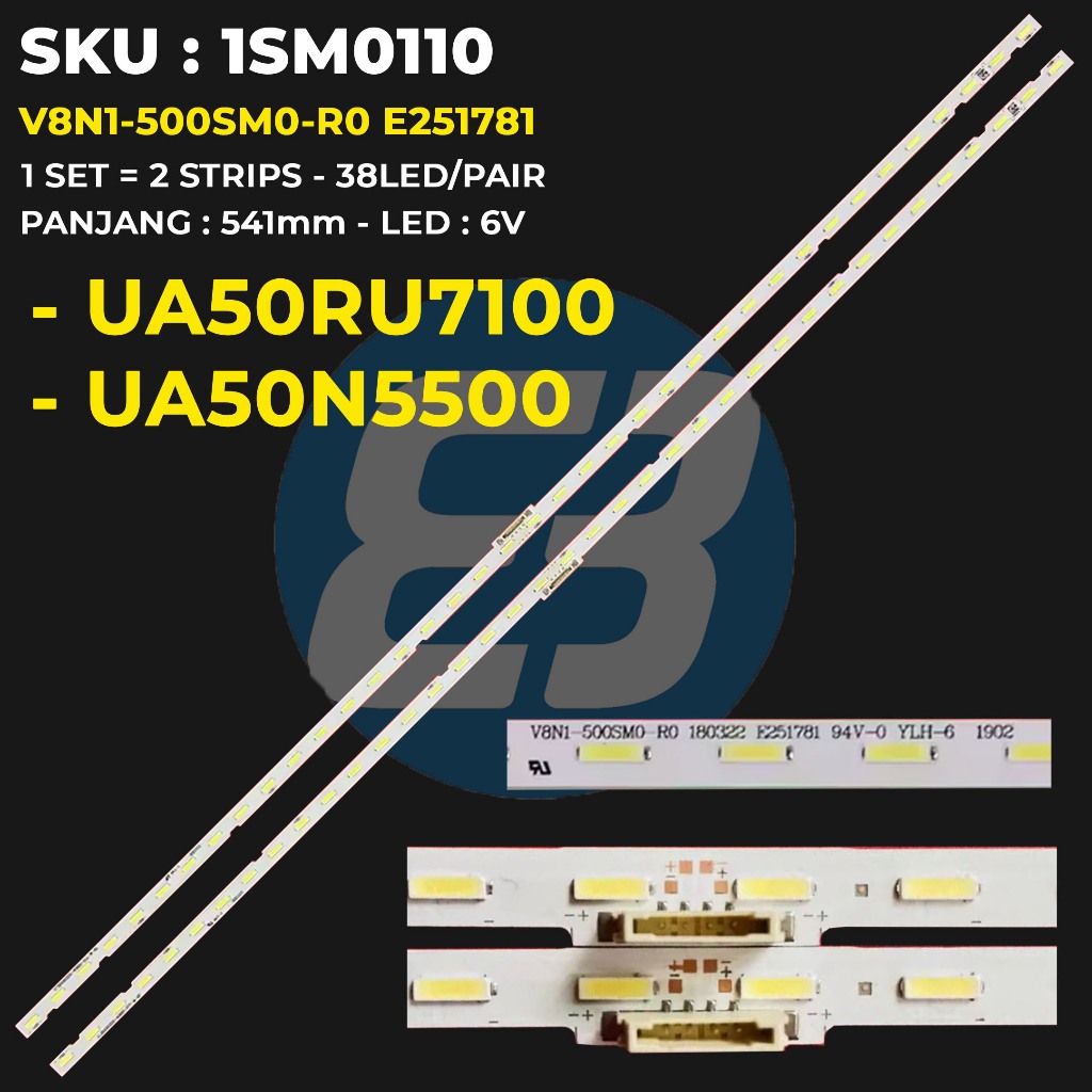 SAMSUNG ไฟแบ็คไลท์ทีวี 50 นิ้ว UA50RU7100 UA50N5500 V8N1-500SM0-R0 E251781 94โวลต์-0