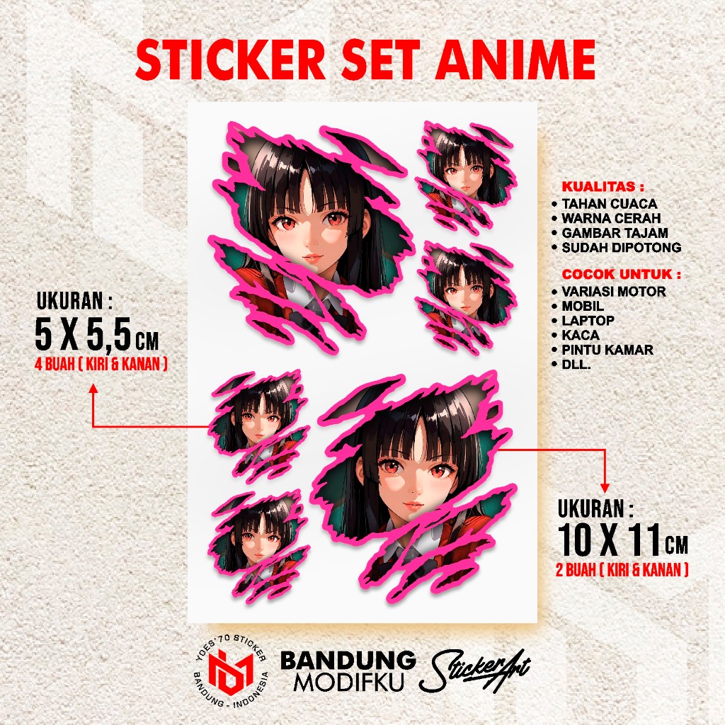UNIVERSAL ANIME STICKER SET / ANIME SET 9 / สติ๊กเกอร์หมวกกันน็อค - MOTORCYCLE - CAR - LAPTOP - BIKE