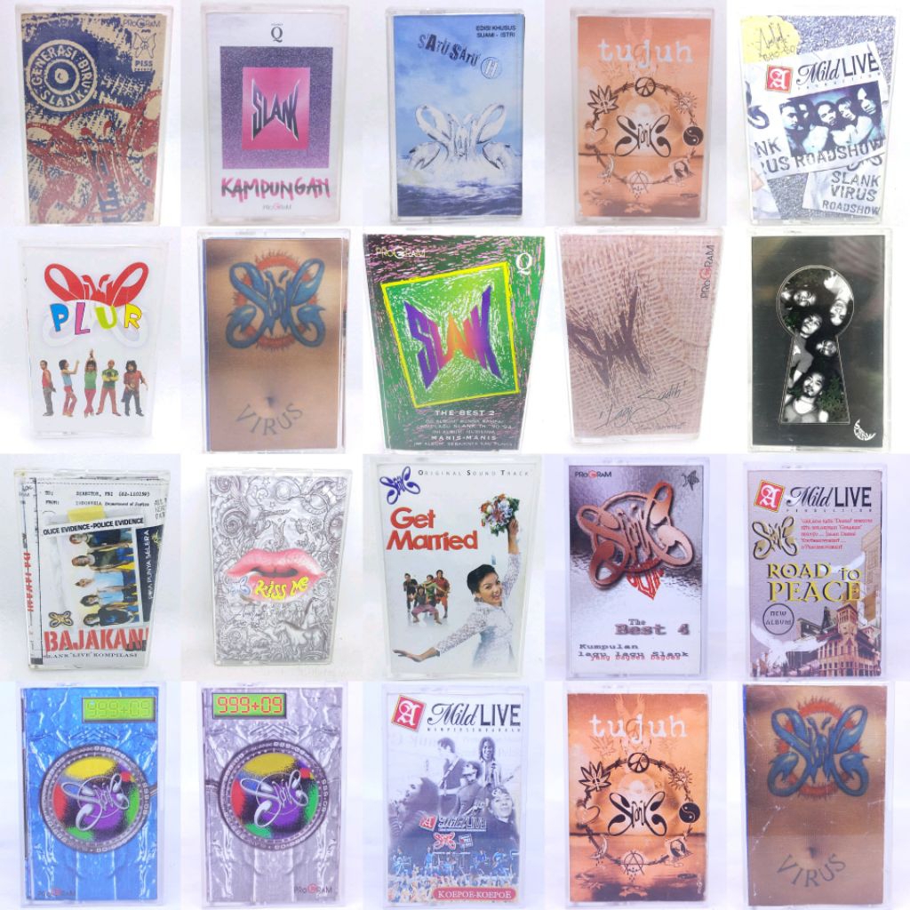 เทปคาสเซ็ท SLANK - รุ่นสีน้ําเงิน - พลู - หมู่บ้าน - จูบฉัน - 999+09 สีดําสีน้ําเงิน - de best nya S