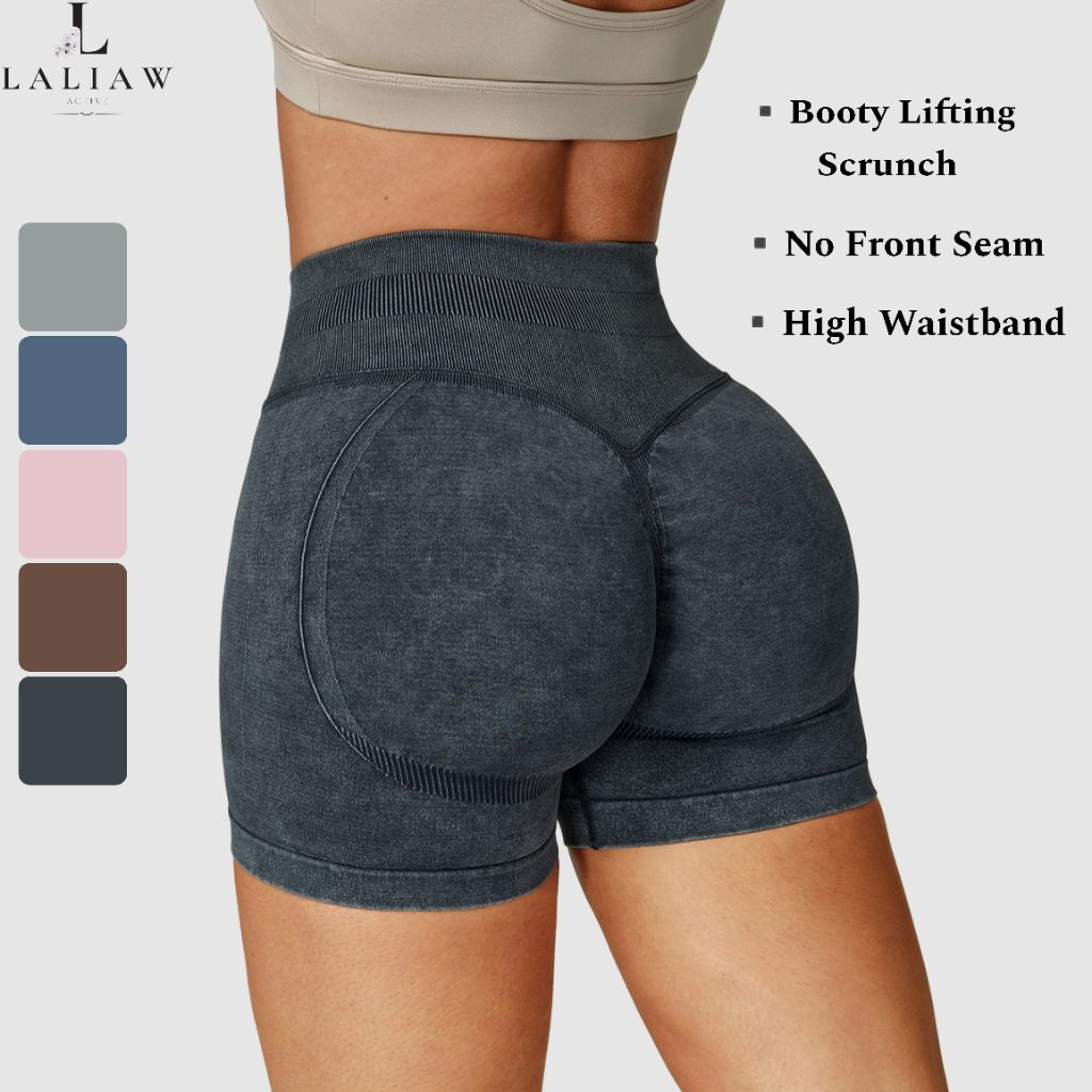 Laliasw.Active - กางเกงขาสั้น Carol Booty / กางเกงขาสั้นผู้หญิง Gym Mid Waist Shorts Gym Shorts