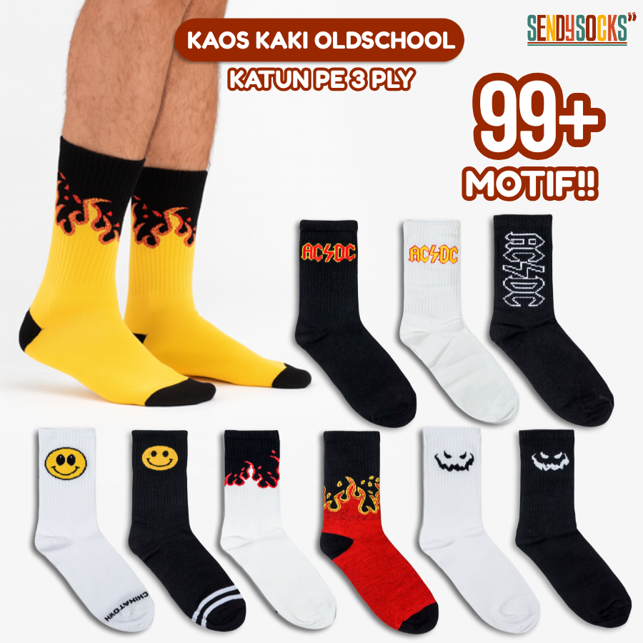 Oldschool Long Socks with Distro Skate Motif - Sendy Socks