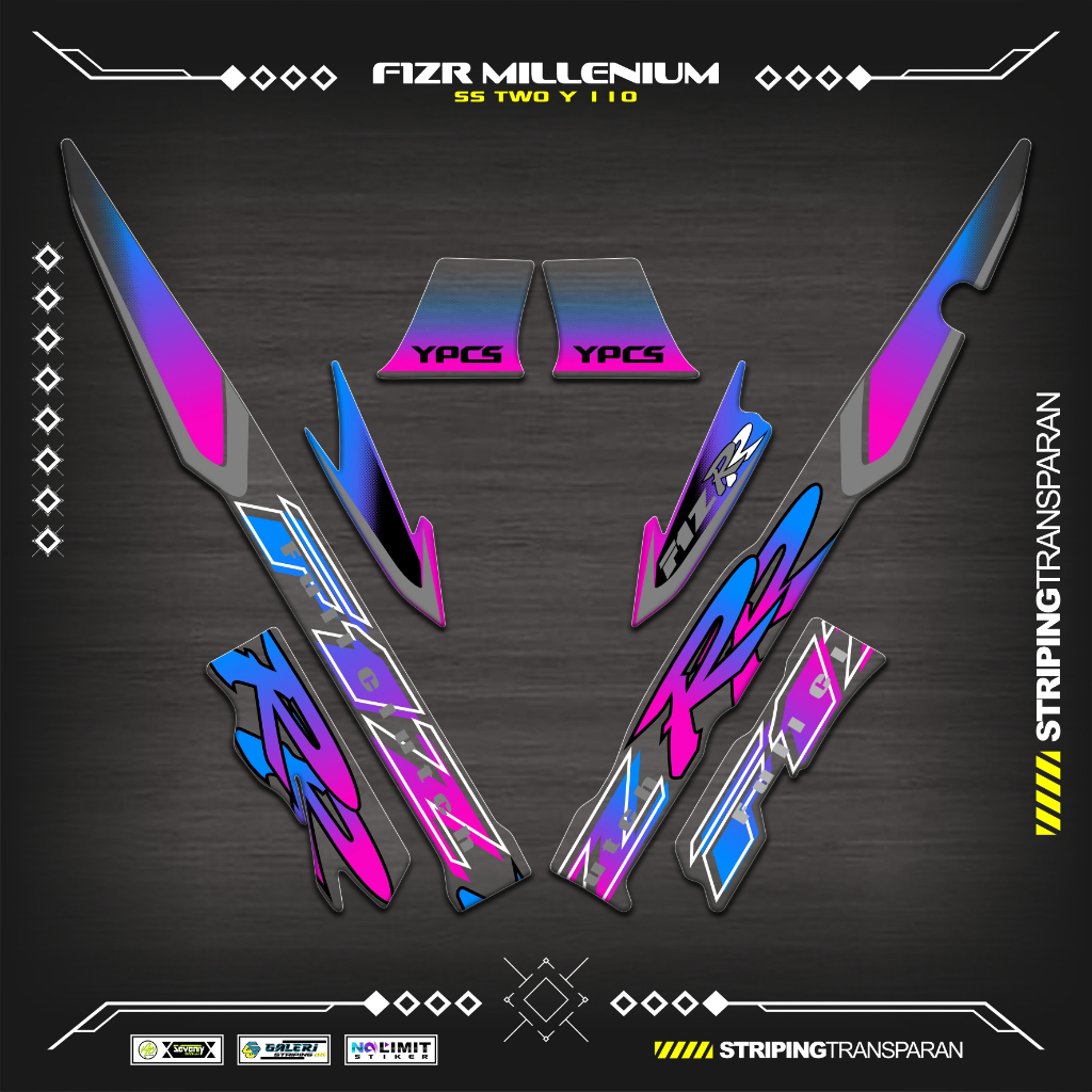 TRANSPARENT STRIPING UV F1ZR MILLENIUM MOTIF K10 สติ๊กเกอร์ YAMAHA F1Z R สติ๊กเกอร์ใส VARIATION FIZR