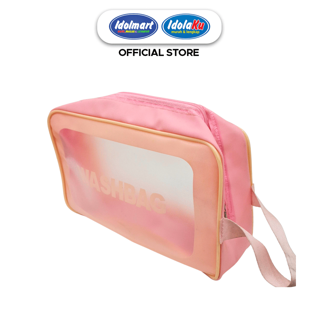 IDOLMART Medium Pink Washbag Multifunctional Transparent Washbag