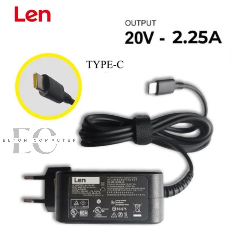 อะแดปเตอร์ Type C Len 20v 2.25ah 45Watt/อะแดปเตอร์ชาร์จ Len 45W 20V-2.25A ประเภท C ปลั๊กคุณภาพสูง/อะ