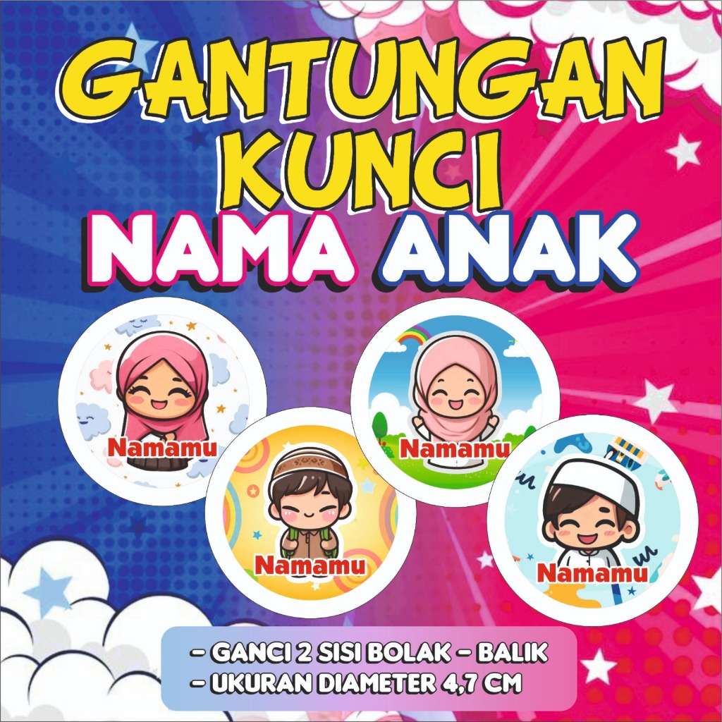 GANTUNGAN CUSTOM CHILDRENS NAME KEYCHAIN/CUSTOM CHILDRENS NAME KEYCHAIN/CUTE CHILDRENS KEYCHAIN