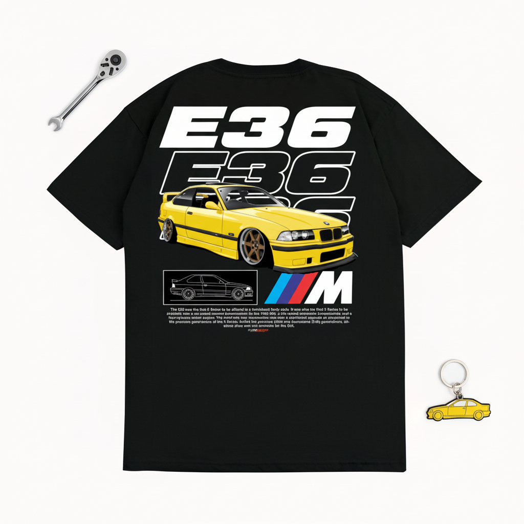 KRMK T-Shirt เสื้อ Distro Unisex พร้อม BMW E36 STANCE Car Image