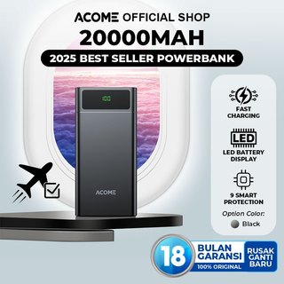 ACOME Powerbank 20000mAh AP201 Fast Charging LED Display Dual Input & Three Output Original for for iPhone Samsung Xiaomi Huawei Infinix OPPO Realme
