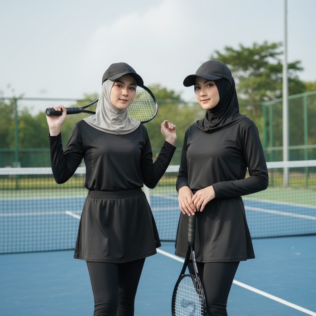 ฮิญาบกีฬาขาสั้น เสื้อพรีเมี่ยม Sporty Bergo Hijab ฮิญาบสําเร็จรูป