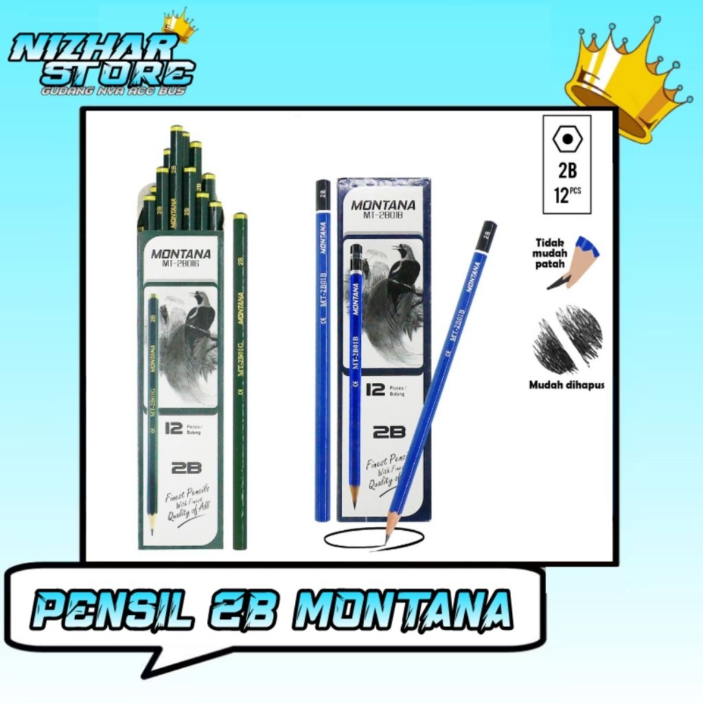HIJAU Montana 2b ดินสอสีเขียวและสีน้ําเงิน 2b Montana ดินสอสีเขียว Montana 2b ดินสอสีฟ้า 2b ดินสอดี 