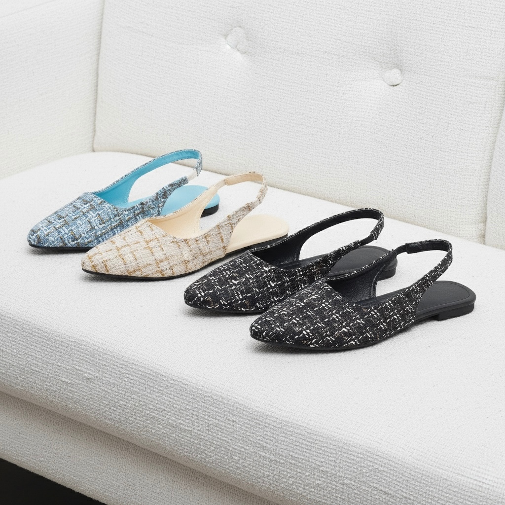 MOANA รองเท้าส้นเตี้ยเกาหลีสําหรับผู้หญิง