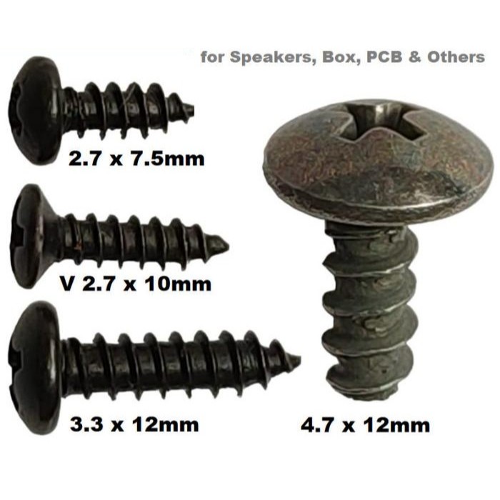 20 ชิ้น SCREWS/BOLT 2.7 x 7.5MM - สกรูสีดํา M3 M4 M5 PH 4 6 10 ลําโพง SCREWS BOX HEATSINK IC