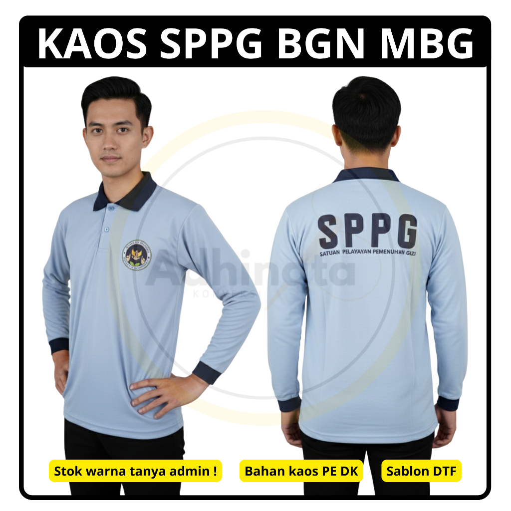 SPPG BGN MBG เสื้อยืดแขนยาวและแขนสั้นคอปก