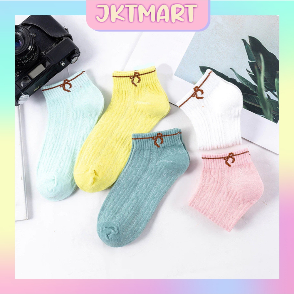 ฯลฯ ถุงเท้าริบบิ้นลายทางแฟชั่นสตรีถุงเท้าข้อสั้น โอเค247