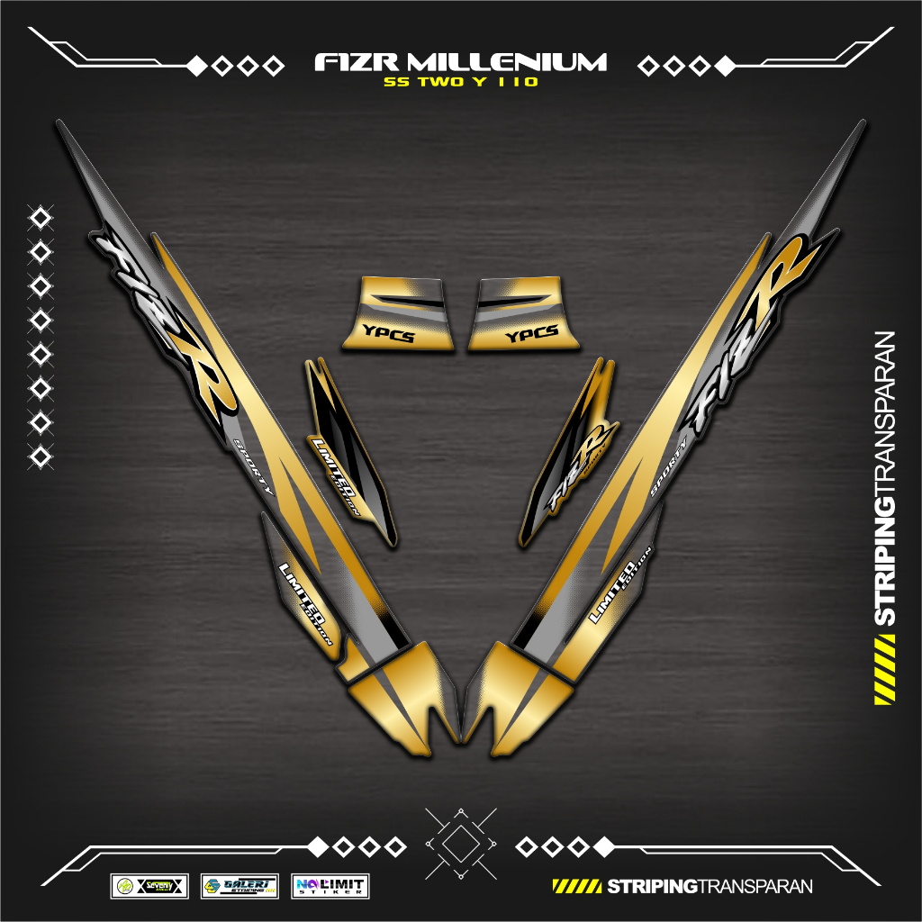 TRANSPARENT STRIPING UV F1ZR MILLENIUM MOTIF K12 สติ๊กเกอร์ YAMAHA F1Z R สติ๊กเกอร์ใส VARIATION FIZR