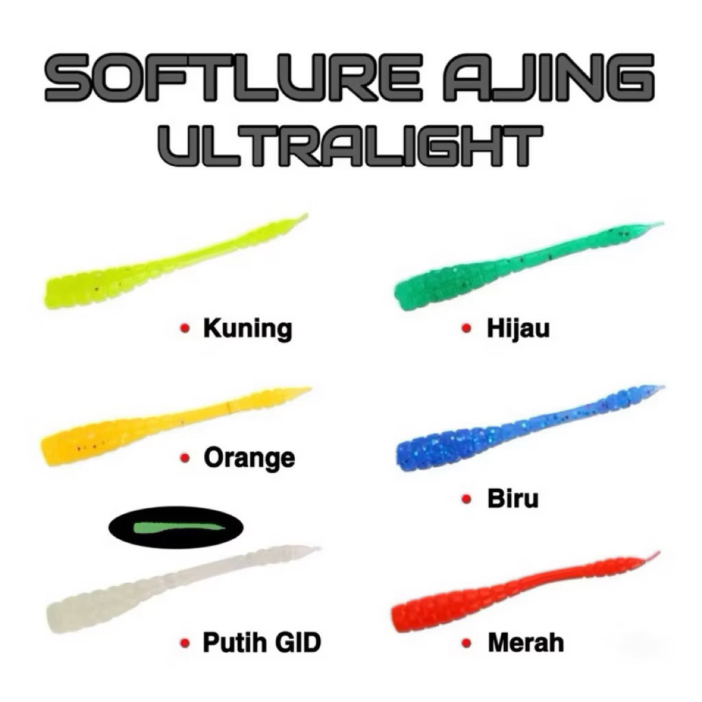Soft Lure Ajing Ultra Light 50 ชิ้น 4.5 ซม. 0.4Gram Bonus HOOK