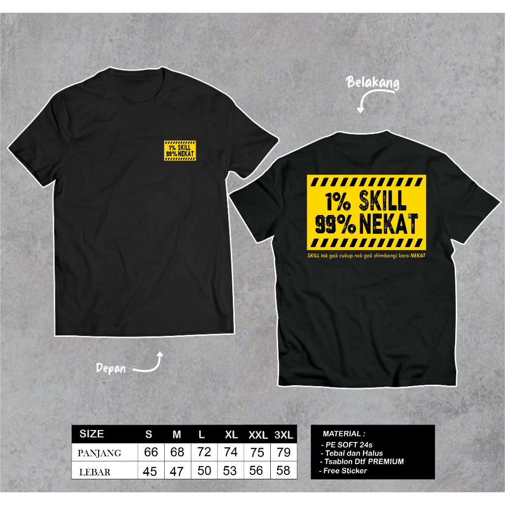 เสื้อยืด Rank 1% ทักษะ New แถมฟรีสติ๊กเกอร์