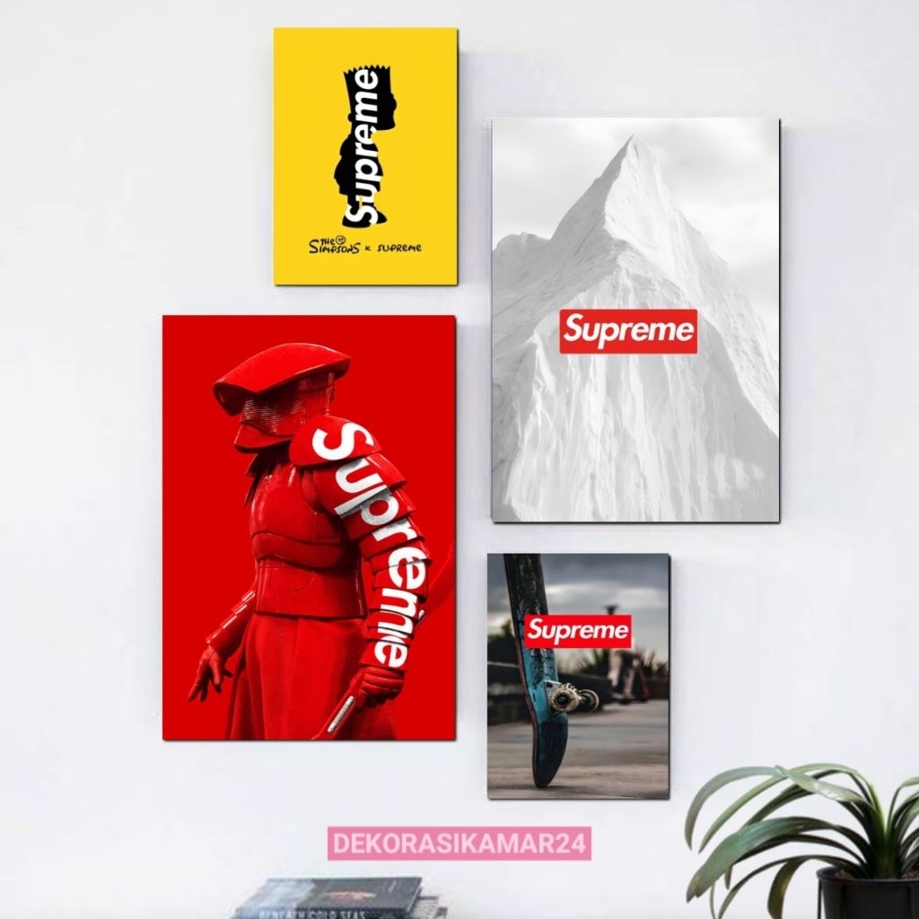 Aesthetic ผนังห้องนอน supreme brand Wall Poster Display - ตกแต่ง