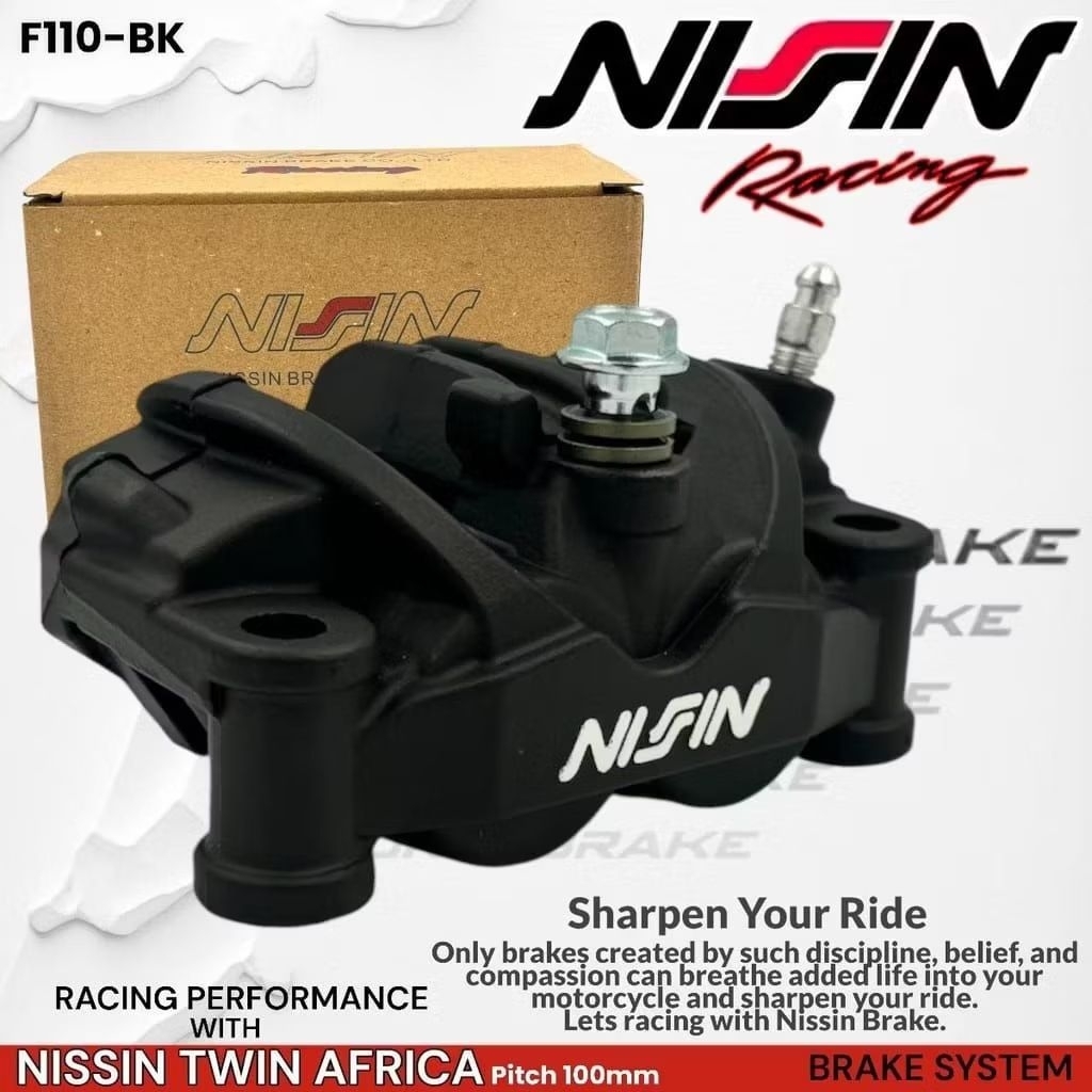 Nissin Right 4 ลูกสูบ Caliper TWIN AFRICA Right Caliper Black Doff 100mm