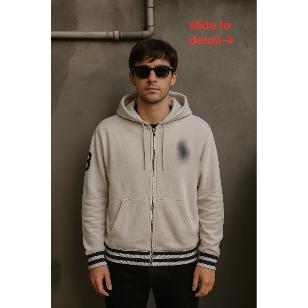 (Vtg) เสื้อฮู้ดมีซิป P0 L0 R4 LPH L4U R3N 0R1 ไซส์ L (P70 x L57)