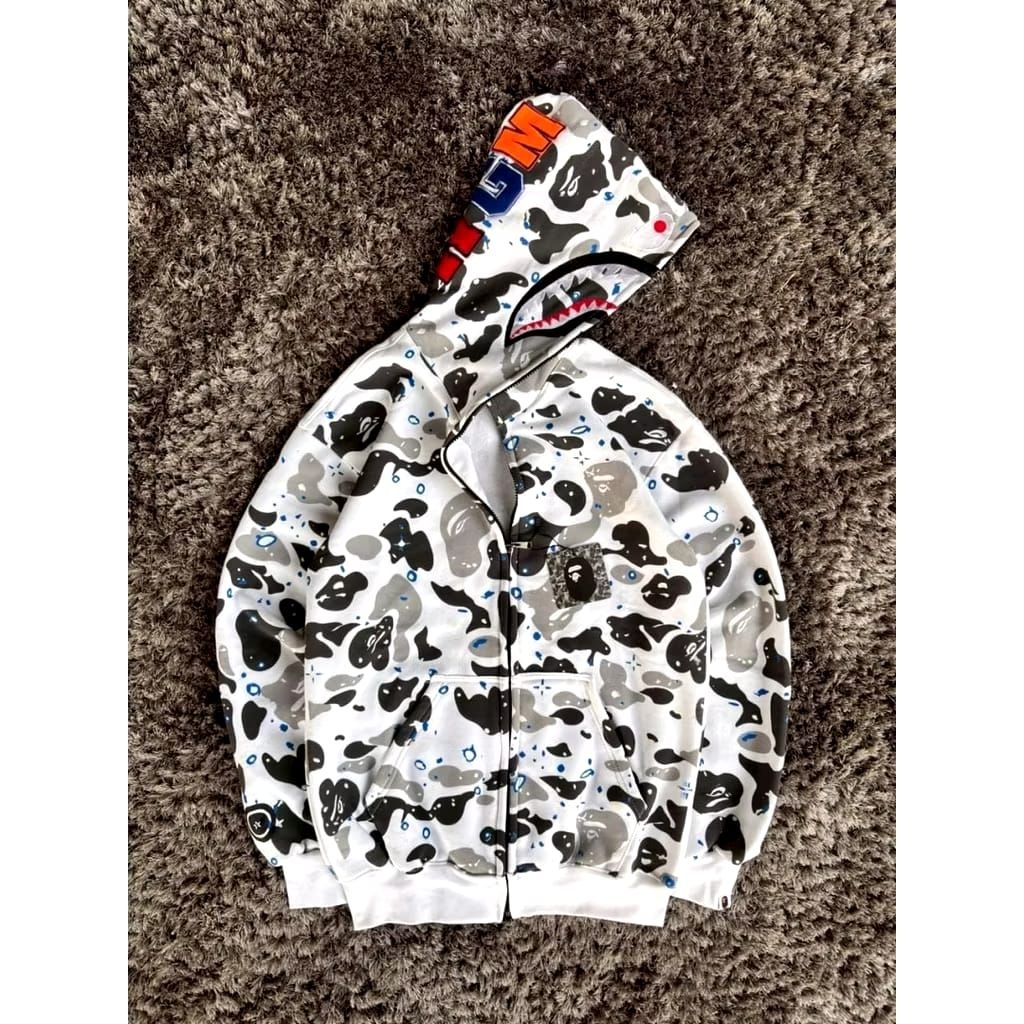 BAPE WHITE GLOW ZIPPER HOODIE