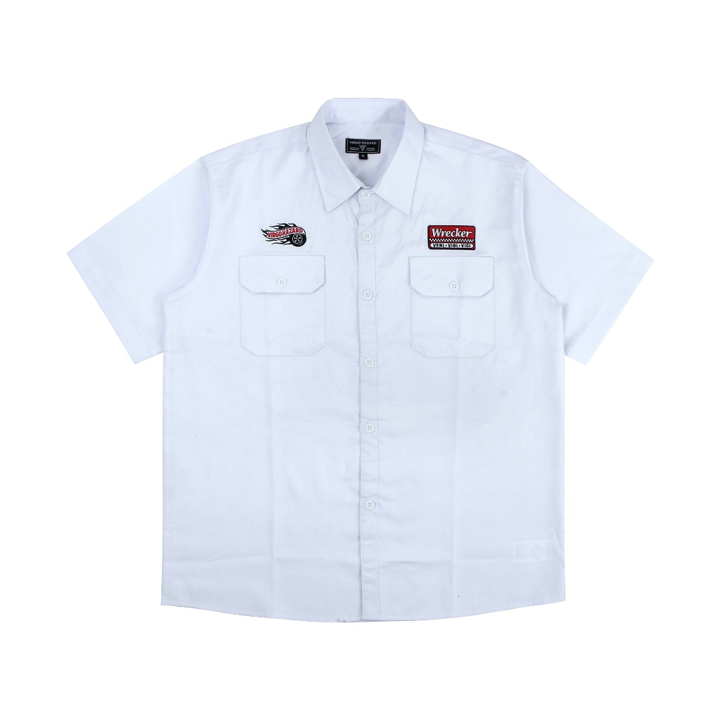 KEMEJA Virgo Hazard Wrecker Workshirt เสื้อเชิ้ตสีขาวลําลองสีขาว