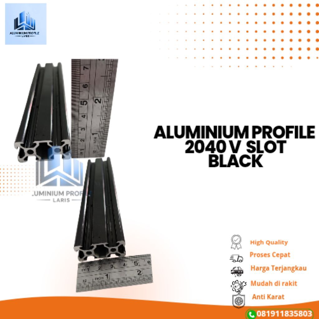 อลูมิเนียมโปรไฟล์ V Slot สีดํา 2040 P 10 mm