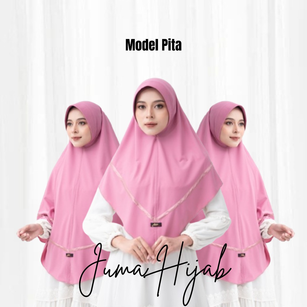 Juma Ribbon Hijab Muslimah Instant Hijab วัสดุเสื้อพรีเมี่ยม Syari Ribbon Hijab