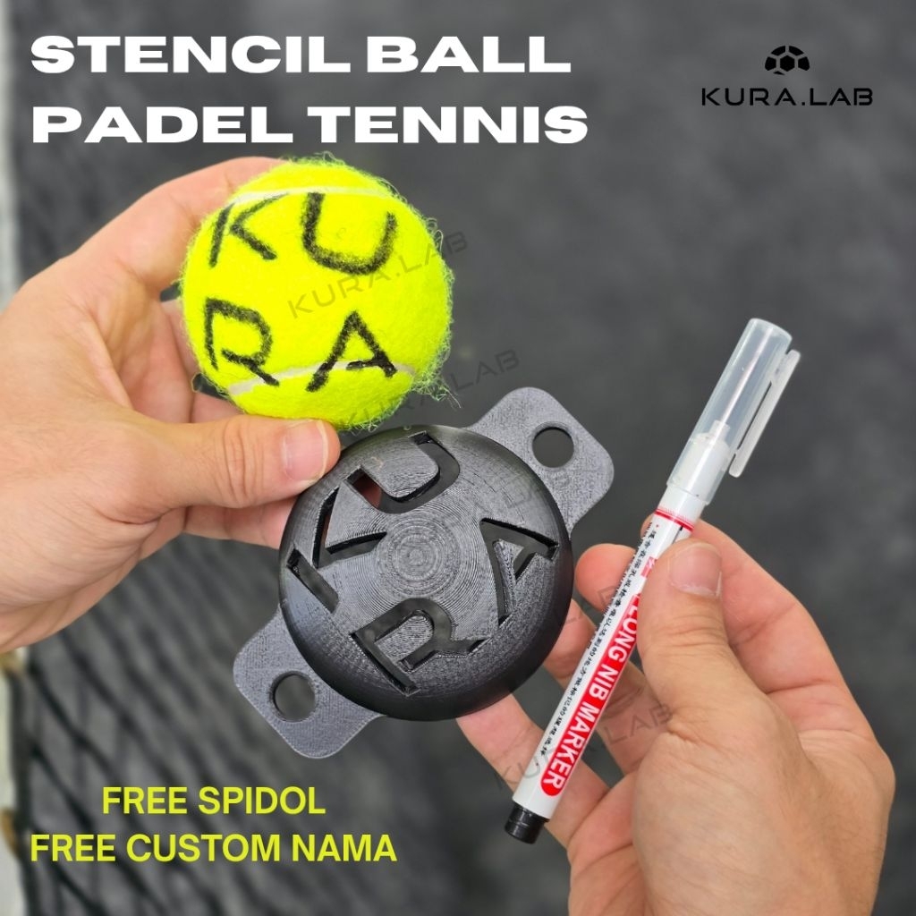 Tennis Ball Padel Stencil – แม่พิมพ์ชื่อบอล + เครื่องหมายฟรี & ชื่อที่กําหนดเอง / เครื่องหมายชื่อบอล