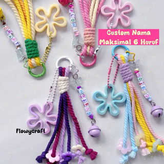 [PROMO] Bag Charm Keychain Macrame Tussle Custom Nama Gantungan Tas Macrame Tussle Gantungan Kunci Tali by Flowycraft