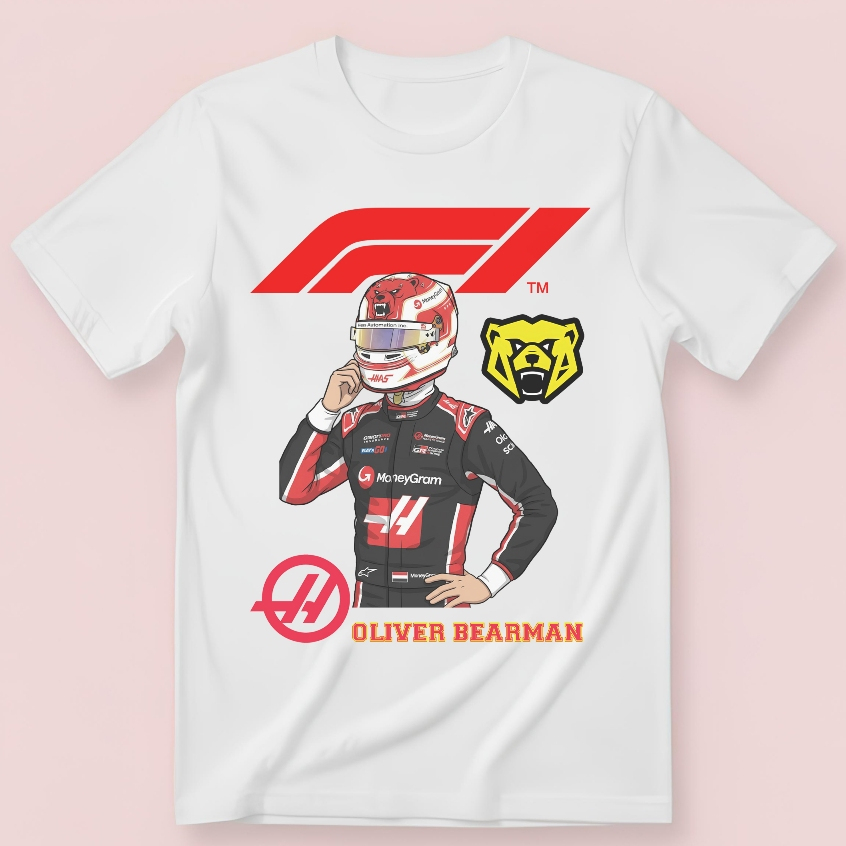 Oliver Bearman Haas Team เสื้อยืดผ้าฝ้าย Unisex Distro Clothing