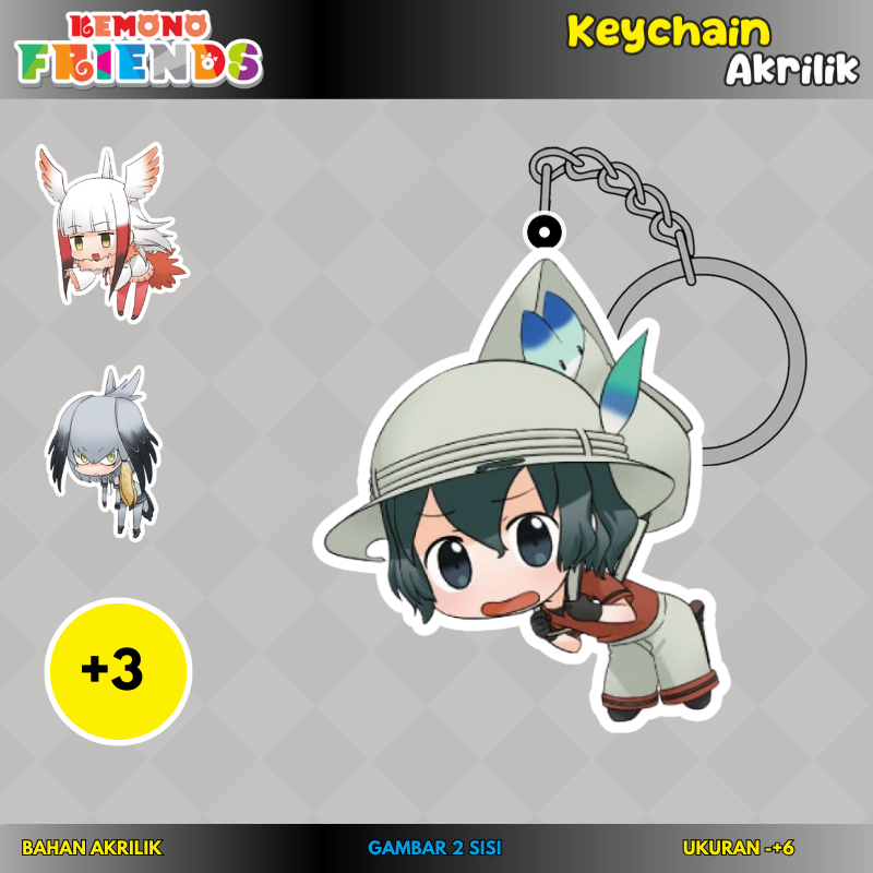 GANTUNGAN [Kemono Friends] พวงกุญแจอะคริลิคและสายคล้องโทรศัพท์มือถือแบบเต็ม Kaban ตัวละครอนิเมะ Kemo