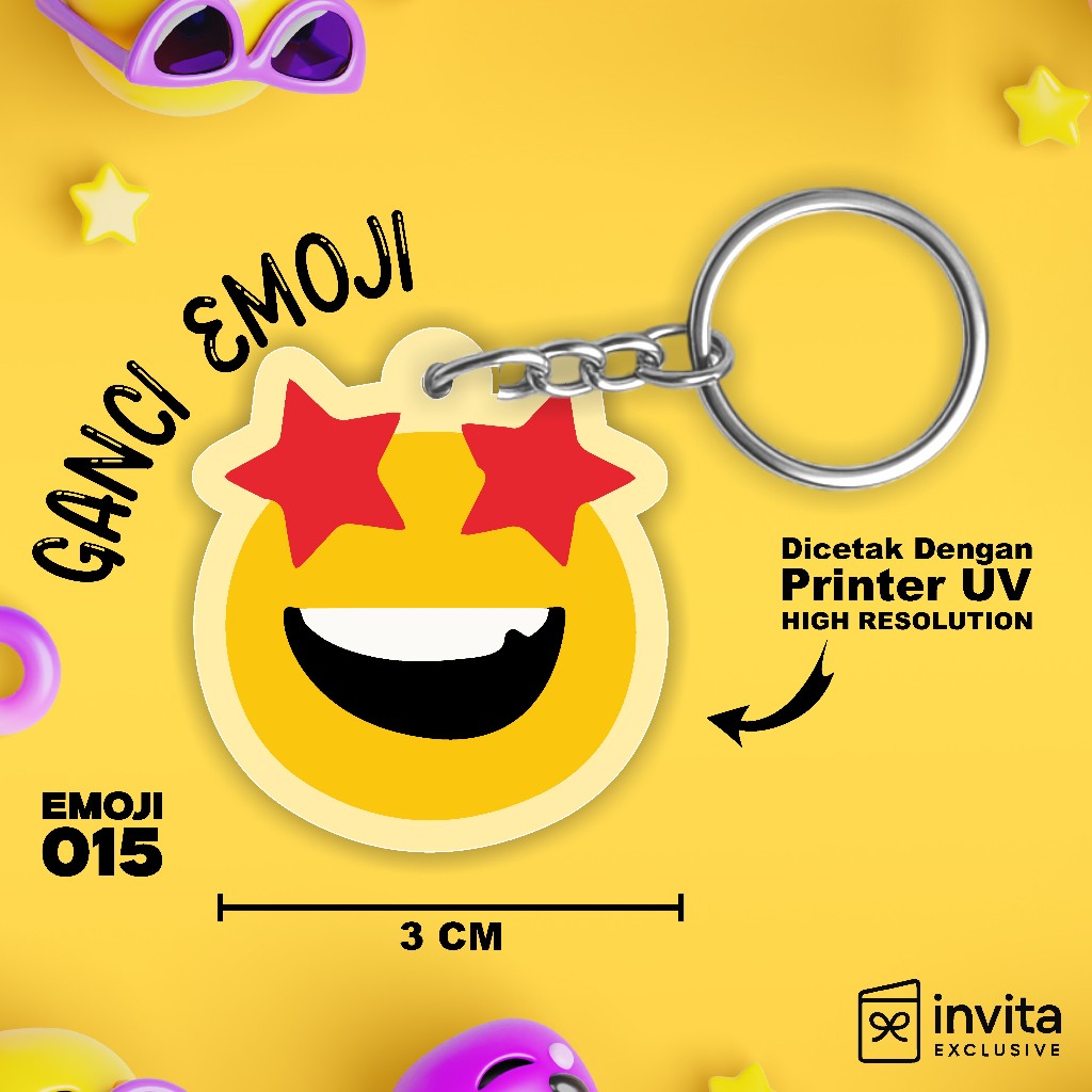 GANTUNANG CUTE ACRYLIC EMOJI HANGER - CUTE MOTIF KEYCHAIN SOUVENIR (EMJI 015)