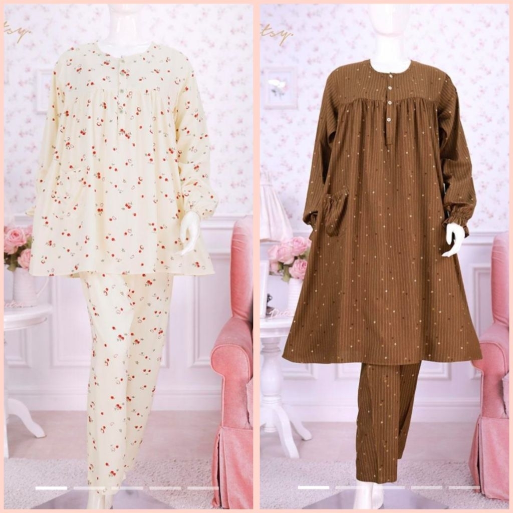 ชุดนอน Ster Coffee XL, Summer, Slipware Ditsy, Tillie, ชุดนอน Fraise, elan vintage oktober 2025