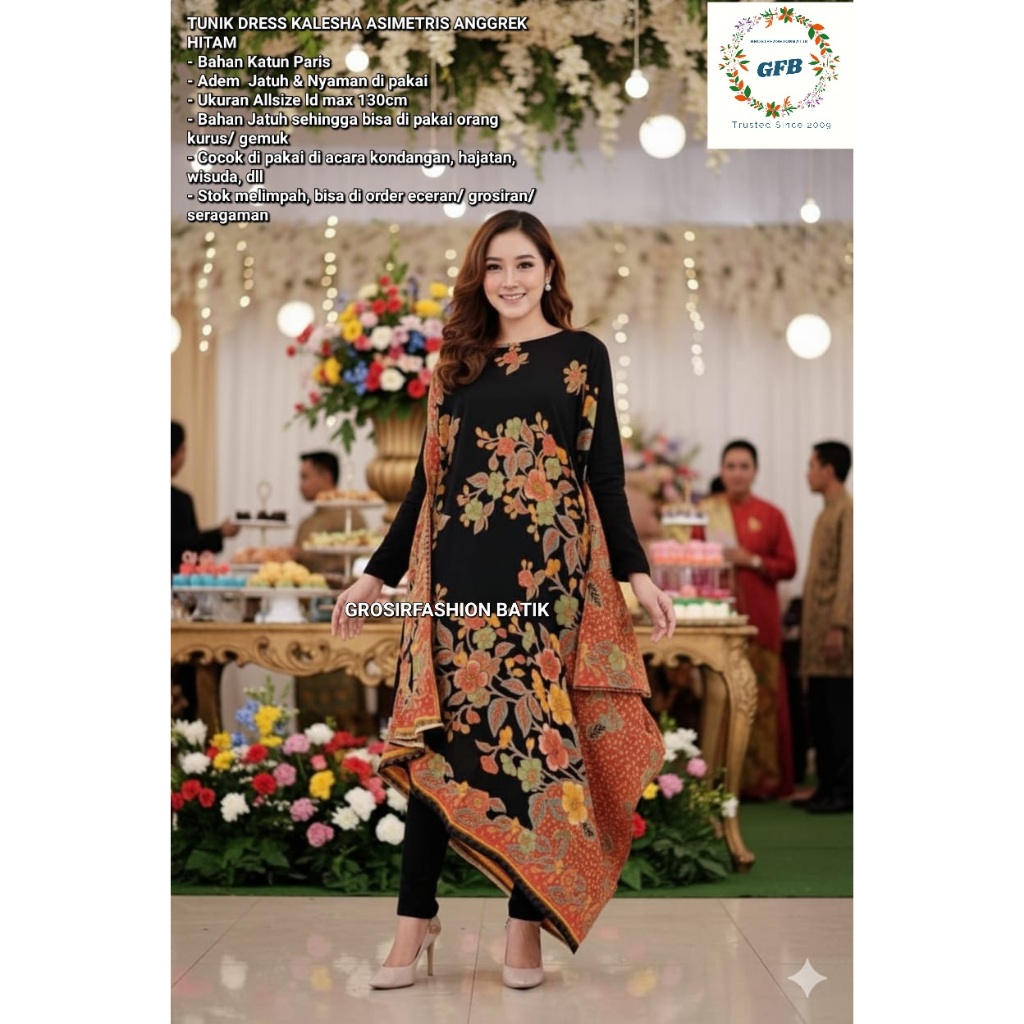 WHOLESALE FASHION BATIK Tunic Dress Batik Paris Kalesha Orchid Flower