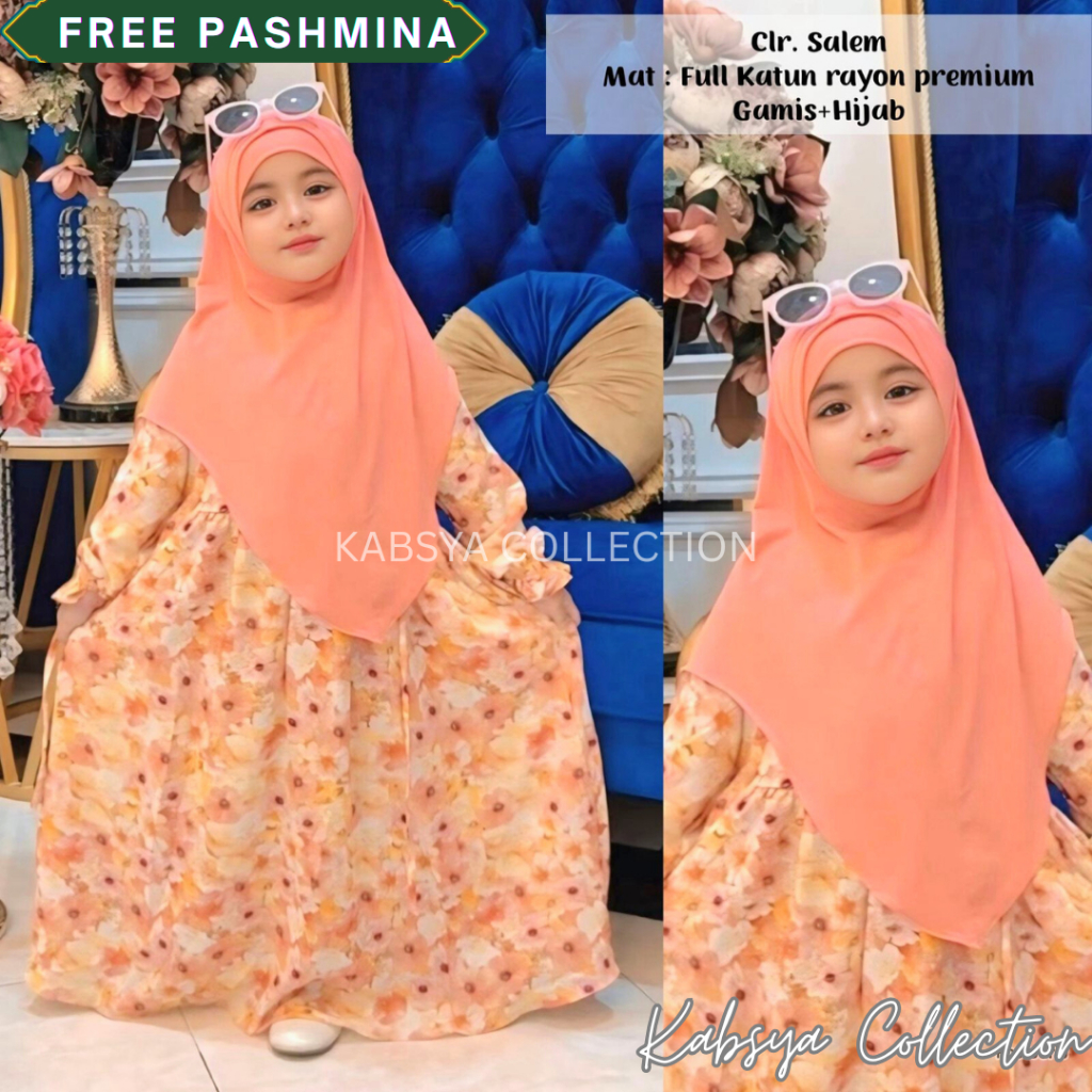 KATUN INSTANT Nadyne Girls Gamis ทําจากผ้าฝ้ายเรยอน / MAUMA KIDS การศึกษาอิสลามสําหรับเด็ก Gamis