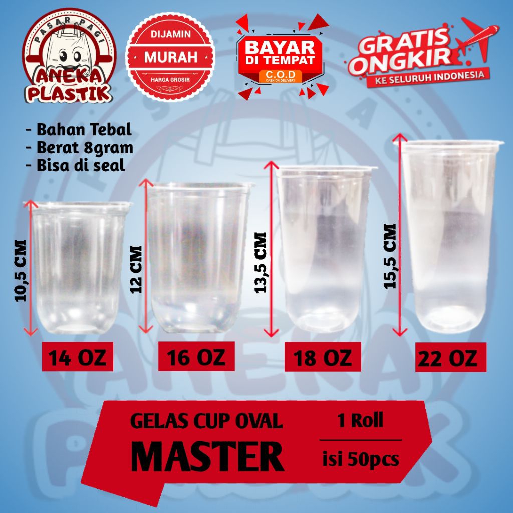 22 OZ แก้วรูปไข่ / 22 OZ ถ้วยพลาสติก MASTER ยี่ห้อ AVAILABLE OVAL แก้วขนาด 22OZ 18OZ 16OZ 14OZ 12OZ 